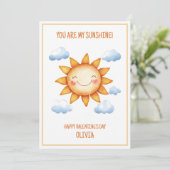 Jij Bent Mijn Zonneschijn Schattig Gelukkig Valent Feestdagenkaart (Staand voorkant)