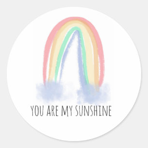 Jij bent mijn zonneschijn waterverf geschilderde r ronde sticker