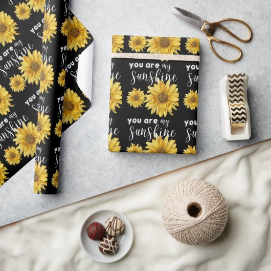 Jij Bent Mijn Zonneschijn Zwarte Gele Helder Zonne Cadeaupapier (Crafts)