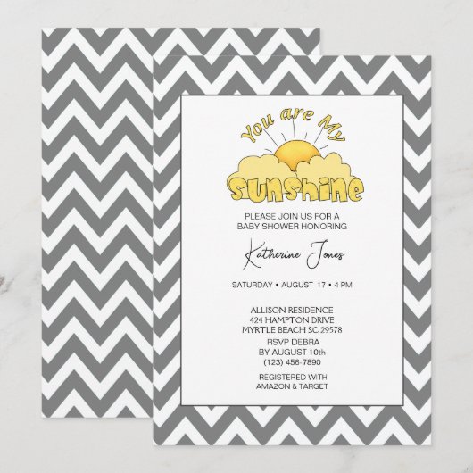 Jij bent mijn zonneschijnneutraal Baby shower Kaart (Voorkant / Achterkant)