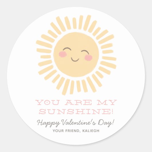 Jij bent mijn zonnige Kinder Classroom Valentine D Ronde Sticker (Voorkant)