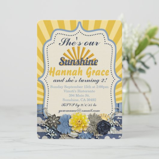 Jij bent mijn zonnige verjaardag uitnodiging (Staand voorkant)