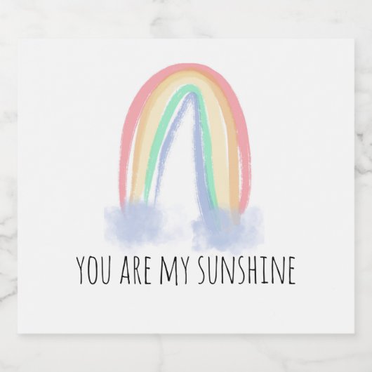 Jij bent mijn zonnige waterverf geschilderde regen sparkling wijnetiket (Enkel label)