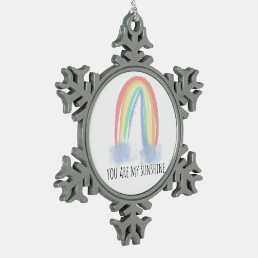 Jij bent mijn zonnige waterverf geschilderde regen tin sneeuwvlok ornament (Links)