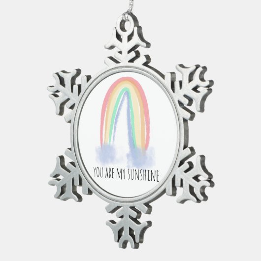 Jij bent mijn zonnige waterverf geschilderde regen tin sneeuwvlok ornament (Rechts)