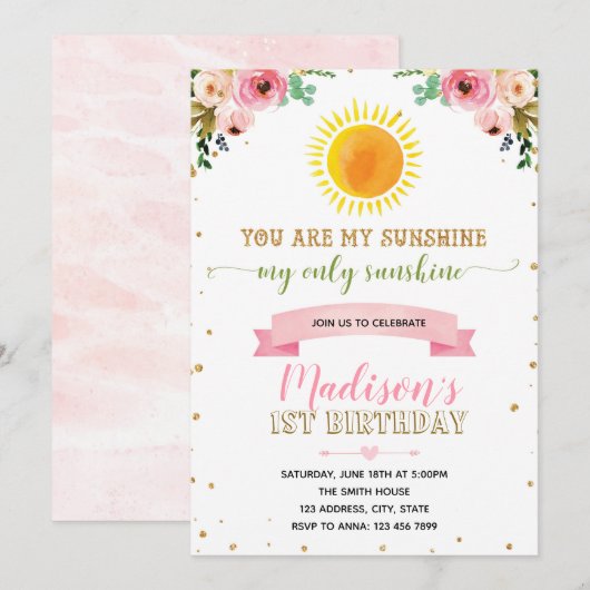 Jij bent mijn zonnige woord-uitnodiging kaart (Voorkant / Achterkant)