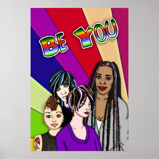Jij bent | Pop Art | Diverse mensen met handtekeni Poster (Voorkant)