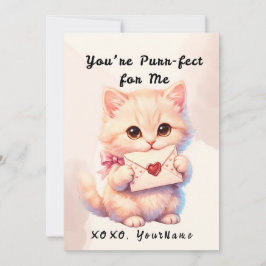 Jij bent Purr-fect voor Mij Kat Valentijnskaart Feestdagenkaart
