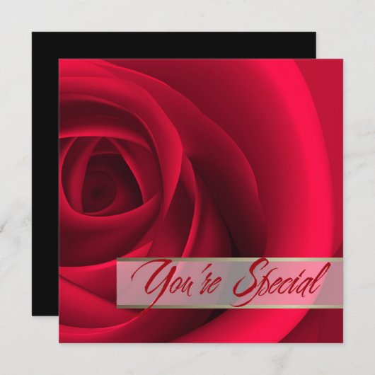 Jij bent speciaal. Red Rose Valentijnsdag Kaart (Voorkant / Achterkant)
