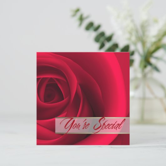 Jij bent speciaal. Red Rose Valentijnsdag Kaart (Staand voorkant)