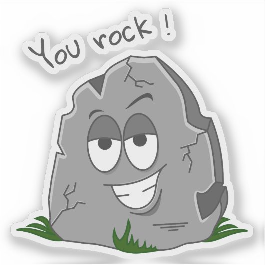Jij bent te gek! Grappige Grijze Cartoon Steen Sticker (Voorkant)