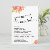 Jij Bent Uitgenodigd Harten Script Boho Bloemen Kaart (Staand voorkant)