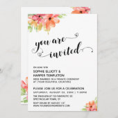 Jij Bent Uitgenodigd Harten Script Boho Bloemen Kaart (Voorkant / Achterkant)