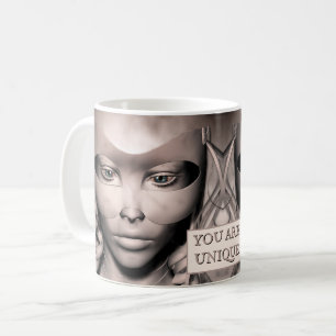 Jij bent uniek. Vrouw in maskerade Koffiemok