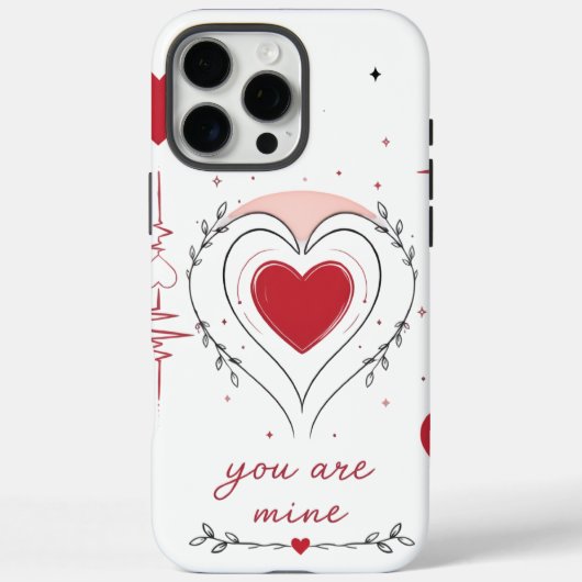 Jij Bent Van Mij Minimalistische Hart Lijnkunst Case-Mate iPhone Case (Achterkant)