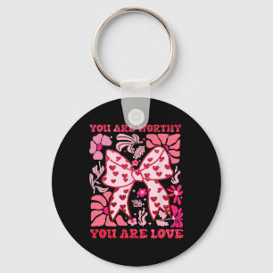 Jij Bent Waardig Coquette Strik Valentijn Roze Boh Sleutelhanger