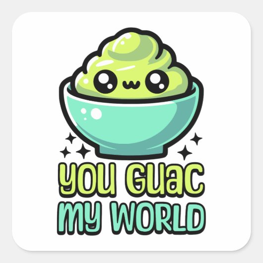 Jij bewaakt mijn wereld! Schattigee guacamole-pen Vierkante Sticker (Voorkant)