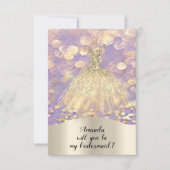 Jij Bruidsmeisje Glitter Diamant Jurk Lavendel Kaart (Voorkant)