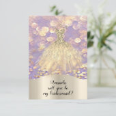 Jij Bruidsmeisje Glitter Diamant Jurk Lavendel Kaart (Staand voorkant)