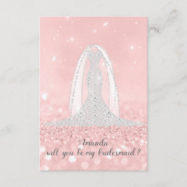 Jij Bruidsmeisje Glitter Grijs Jurk Roze Sluier Kaart