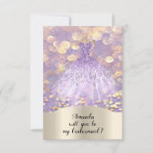 Jij Bruidsmeisje Glitter Prinses Jurk Paars Kaart (Voorkant)