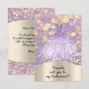Jij Bruidsmeisje Glitter Prinses Jurk Paars Kaart
