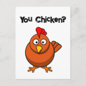 Jij Chicken?, Grappige Bruine Haan Cartoon Taunt Briefkaart (Voorkant)