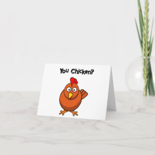 Jij Chicken?, Grappige Bruine Haan Cartoon Taunt Kaart