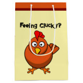 Jij Chicken?, Grappige Bruine Haan Cartoon Taunt Medium Cadeauzakje (Achterkant)
