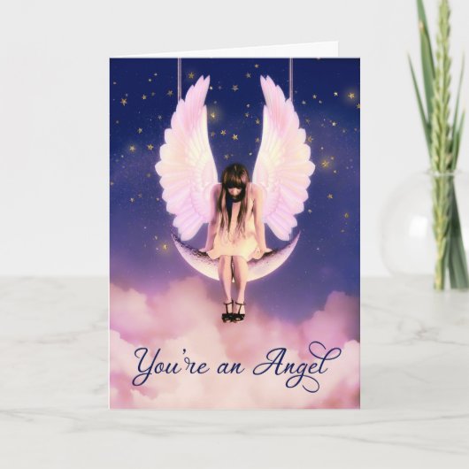 Jij en Angel Celestial zwemmen op de maan Bedankkaart (Voorkant)