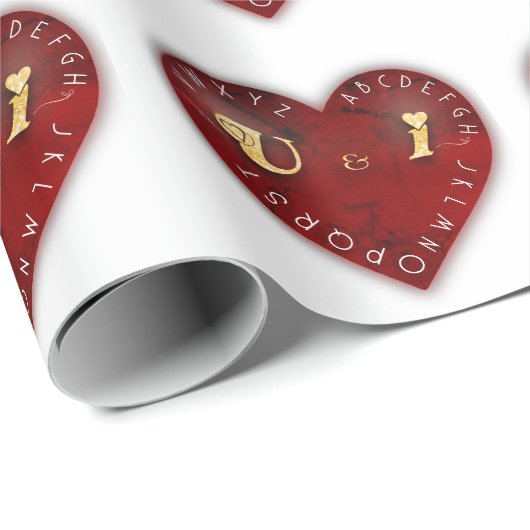 Jij en ik - alfabet spel op een rood hart cadeaupapier (Rol Hoek)