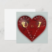 Jij en ik - alfabet spel op een rood hart feestdagenkaart (Voorkant / Achterkant)