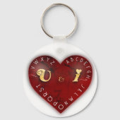 Jij en ik - alfabet spel op een rood hart sleutelhanger (Voorkant)