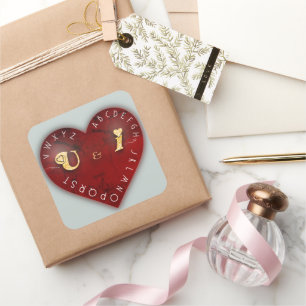 Jij en ik - alfabet spel op een rood hart vierkante sticker