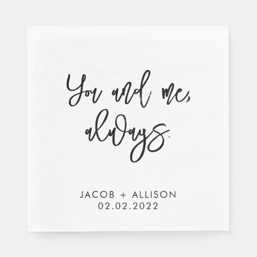 Jij en ik, altijd elegante receptie op de trouwdag servet (Voorkant)