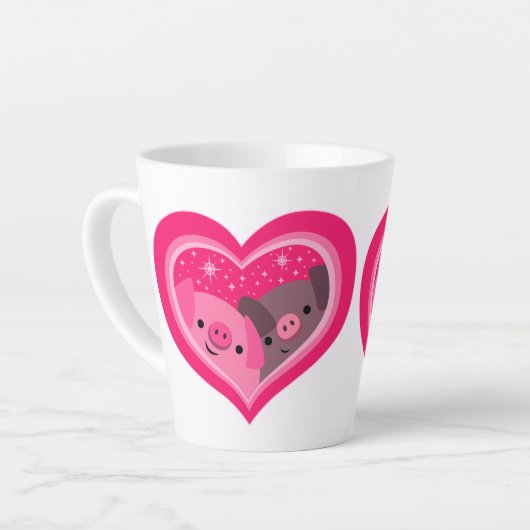 Jij en ik (Cartoon varkens) Latte Mok (Linkerhoek)