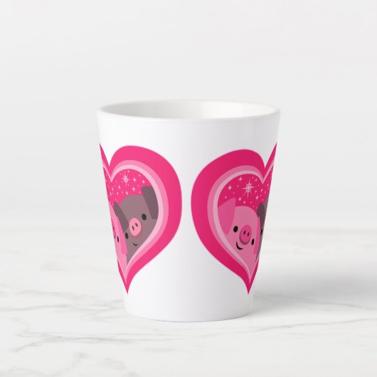 Jij en ik (Cartoon varkens) Latte Mok (Voorkant)