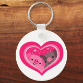 Jij en ik (Cartoon varkens) Sleutelhanger (Voorkant)