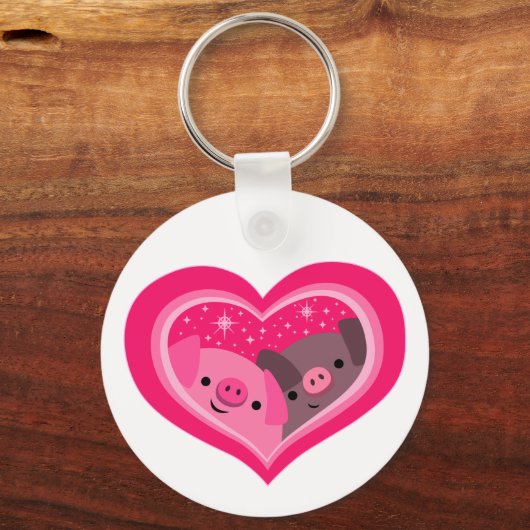 Jij en ik (Cartoon varkens) Sleutelhanger (Voorkant)