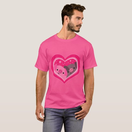 Jij en ik (Cute Cartoon Pigs) T-shirt (Voorkant volledig)