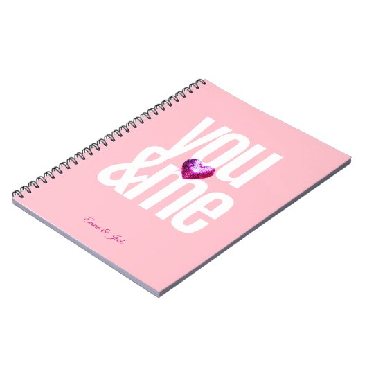 Jij en ik gepersonaliseerde roze Valentijnsdag Notitieboek (Linkerzijde)