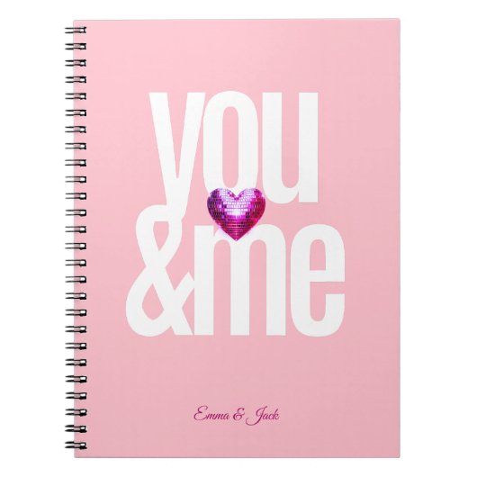 Jij en ik gepersonaliseerde roze Valentijnsdag Notitieboek (Voorkant)