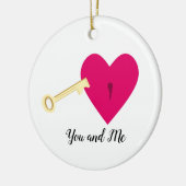Jij en ik hart en sleutel keramisch ornament (Links)