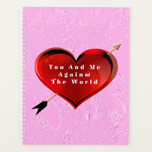 Jij en ik Hart op Roze Ijs Spiraal Notebook Planner (Voorkant)