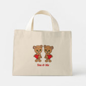 Jij en ik. Kute baby beer met hart Mini Tote Bag (Achterkant)