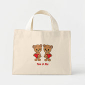 Jij en ik. Kute baby beer met hart Mini Tote Bag (Voorkant)