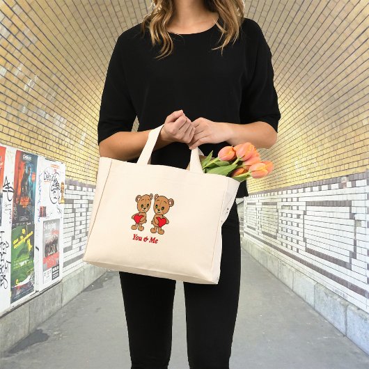 Jij en ik. Kute baby beer met hart Mini Tote Bag