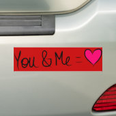 Jij en ik = Liefde Bumpersticker (Op auto)