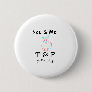 Jij en ik liefde cup cake rode valentijnsdag naam ronde button 5,7 cm