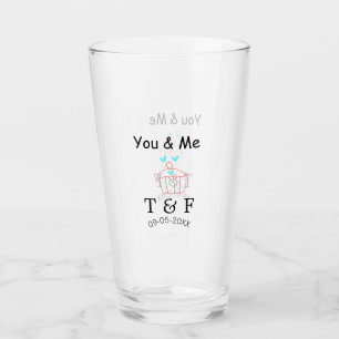 Jij en ik liefde cupcake rode valentijnsdag naam glas